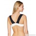 PilyQ Women's Black White Ribbed Retro Halter Bikini Top Swimsuit Luna B079NZ9595
